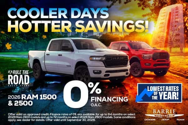 2026 Ram 1500 and 2500 0% Financing O.A.C.* Lowest Rates of the Year!